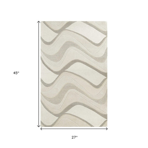 8' X 10' Ivory And Gray Wool Abstract Hand Tufted Area Rug